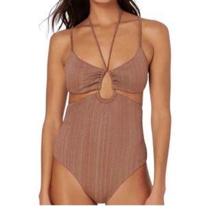 Andie The Casablanca One Piece Swimsuit Sparkle Latte size S NWT